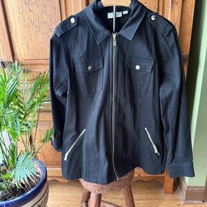 Black Zip-Up Jacket with  Gold Accents